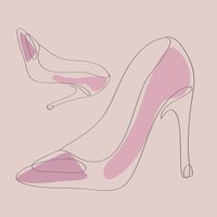 Plik wektorowy grafika liniowa kobieta w stylu buty na obcasie różowe
