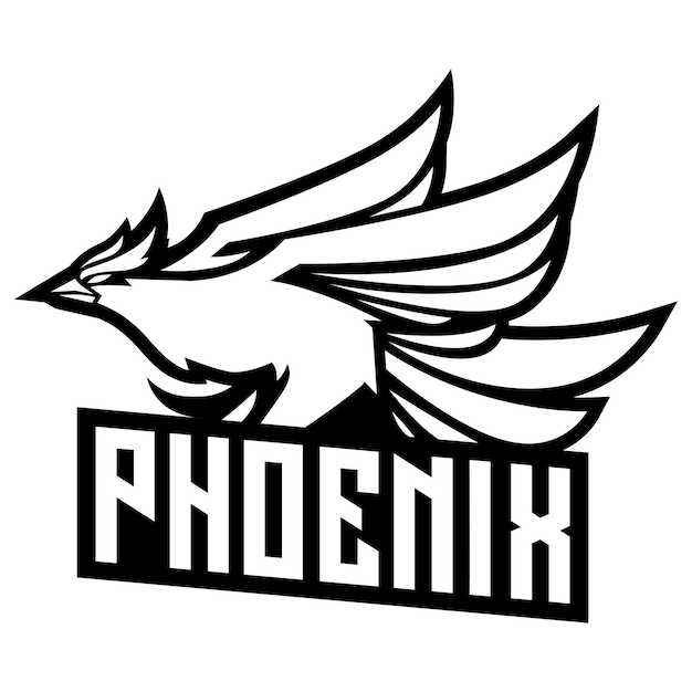 Plik wektorowy grafika liniowa logo maskotki esport feniksa