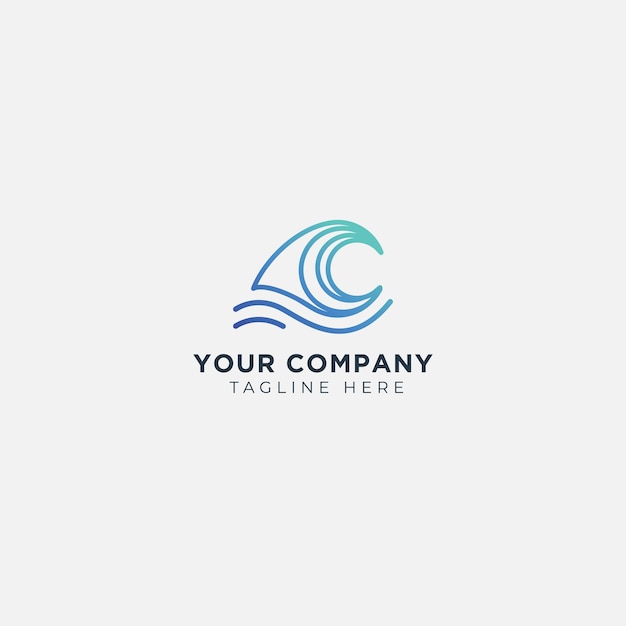 Grafika liniowa minimalistyczna fala logo ocean