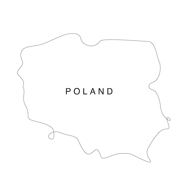 Grafika Liniowa Polska Mapa Linia Ciągła Mapa Europy Wektor Ilustracja Pojedynczy Zarys