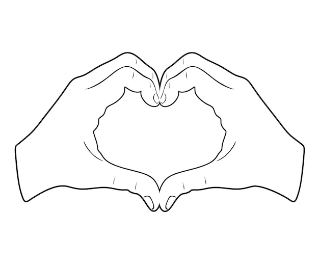 Grafika Liniowa Ręka Serce Logo Ręcznie Robiona Sylwetka Model 69