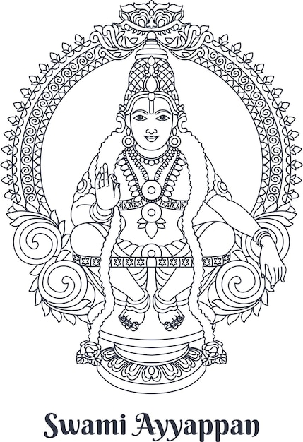 Plik wektorowy grafika liniowa swami ayyappa