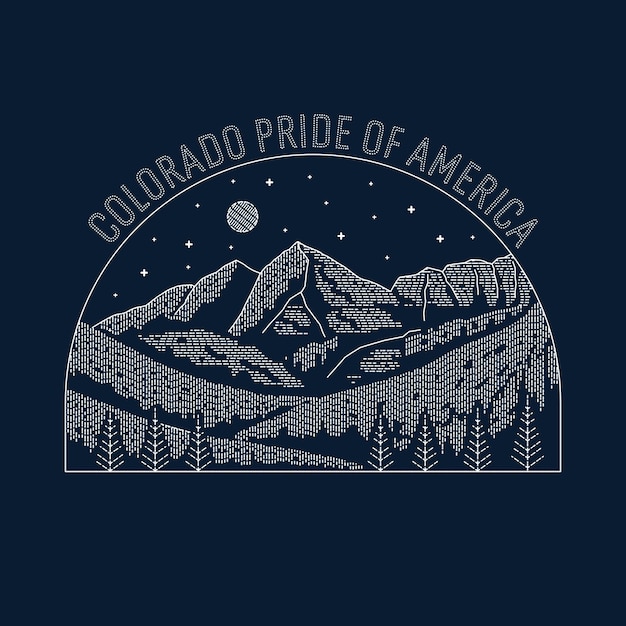 Grafika Monoliniowa Elk Mountain Colorado Pride