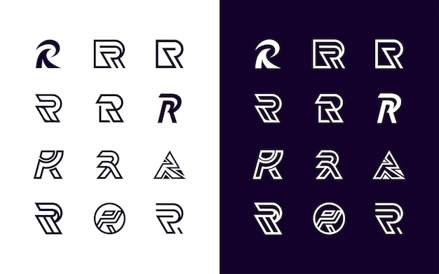 Plik wektorowy grafika wektorowa abstrakcyjnego początku litery r wzór szablonu r kolekcja logo litery r projekt logo