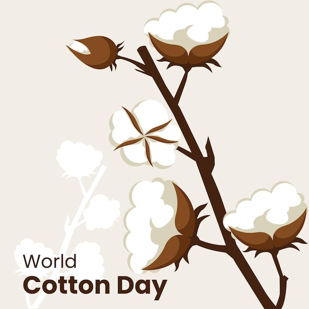 Plik wektorowy grafika wektorowa bawełnianych roślin kwiatowych puszyste kulki dobre na światowy dzień bawełny