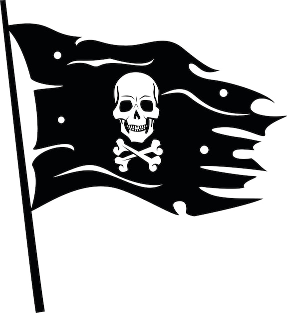 Plik wektorowy grafika wektorowa czarnej flagi piratów z czaszką na przezroczystym tle