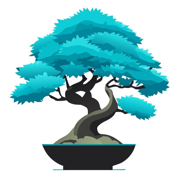 Plik wektorowy grafika wektorowa drzewa bonsai w stylu sztuki wektorowej 2d