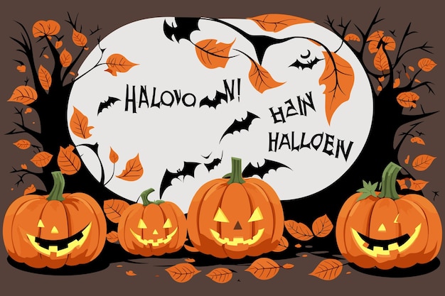 grafika wektorowa halloween czarownica dynia pająk ilustracja horror przy świecach upiorny tło nietoperz des