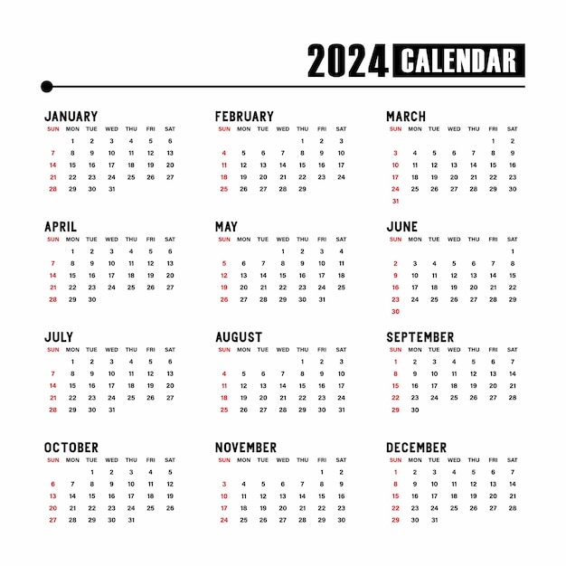 Grafika Wektorowa Kalendarza Na Rok 2024 Organizuj Z Precyzją I Stylem