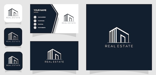 Plik wektorowy grafika wektorowa nieruchomości, minimalistyczny, projekt logo architekta z szablonem wizytówki