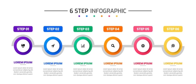 Grafika Wektorowa Szablonów Projektów Elementów Infografiki Z Ikonami I 6 Krokami