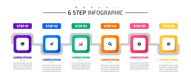 Grafika Wektorowa Szablonów Projektów Elementów Infografiki Z Ikonami I 6 Krokami