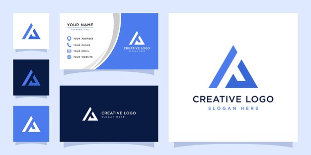 Grafika wektorowa trójkąta początkowego logo i szablon projektu wizytówki