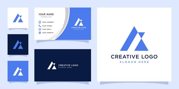 Grafika wektorowa trójkąta początkowego logo i szablon projektu wizytówki