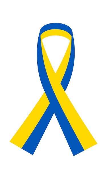 Grafika wstążki w kolorach flag Ukrainy na białym tle Stop wojnie