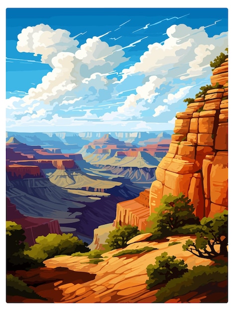 Grand Canyon National Park Arizona Vintage Travel Poster Souvenir Postcard Portret Ilustracja Wpa