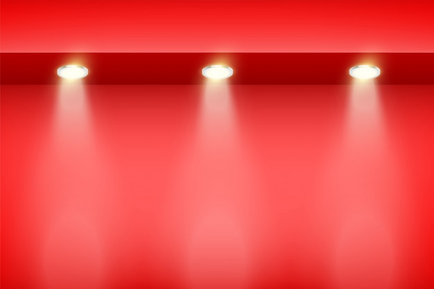 Plik wektorowy granica na czerwonej ścianie z reflektorami.