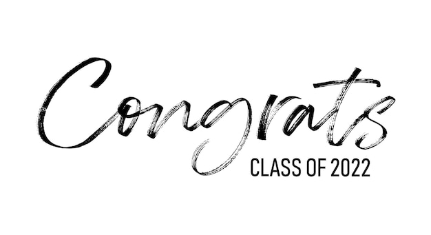 Gratulacje Dla Klasy 2022 Proste Ręcznie Rysowane Napis Wektor Ilustracja Tekstu Szablon Logo Graduation
