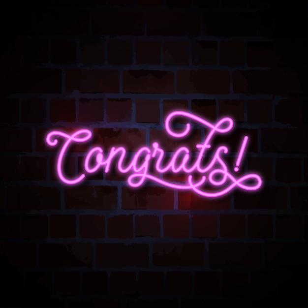 Gratulacje Ilustracja Neon Znak