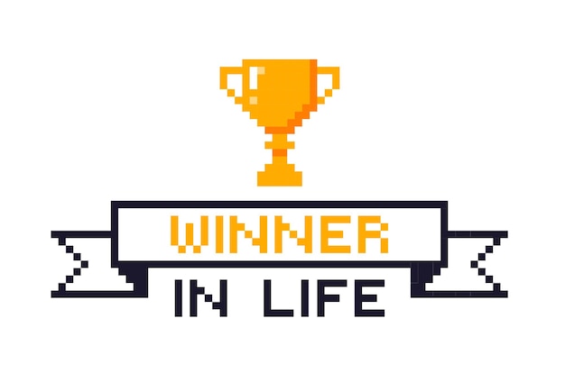 Gratulacje! Zwycięzca Na Całe życie. Kubek Pixel Dla Zwycięzcy W życiu.