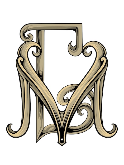 grawerowane logo w stylu litery L i M, edytowalne w kolorze;