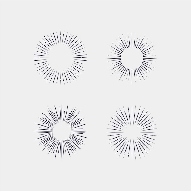Grawerowanie ręcznie rysowanej kolekcji sunburst