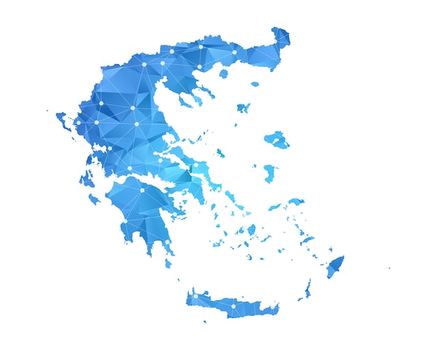 Grecja mapa linii kropki wielokątne streszczenie geometryczne.