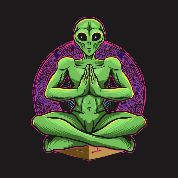 Wektor greem alien robi joga ilustracja