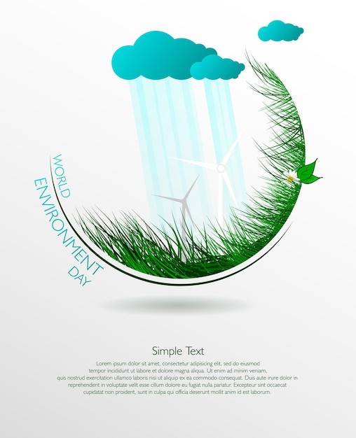 Plik wektorowy green eco kompozycja wektorowa trawy na jasnym tle światowy dzień ochrony środowiska ilustracja