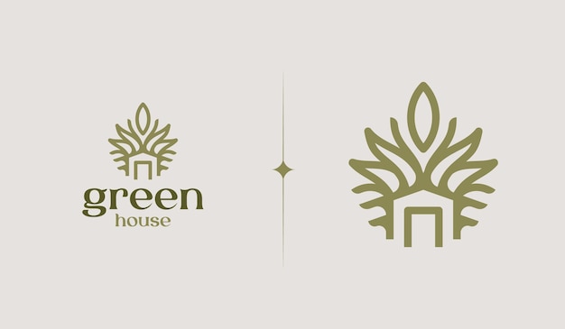 Plik wektorowy green house monoline logo szablon uniwersalny kreatywny symbol premii ilustracja wektora kreatywny minimalny projekt szablonu symbol korporacyjnej tożsamości biznesowej