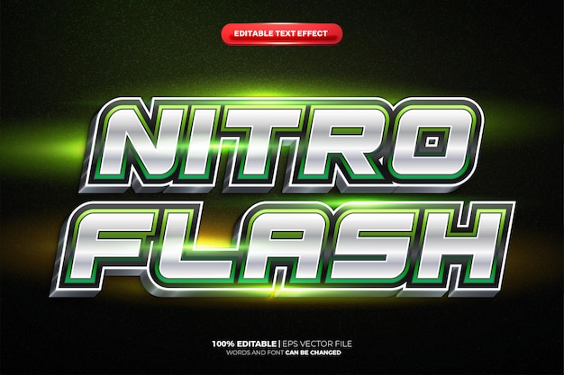 Plik wektorowy green nitro metal flash 3d edytowalny efekt tekstowy