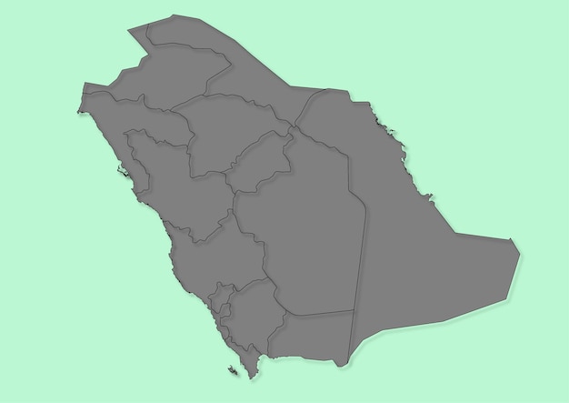 Grey Map of Saudi Arabia with Regions