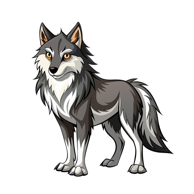 Plik wektorowy grey wolf cartoon style on white background