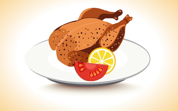 Grillowany kurczak Ilustracja kreskówka wektor pakietu fast food lub pojedynczego projektu