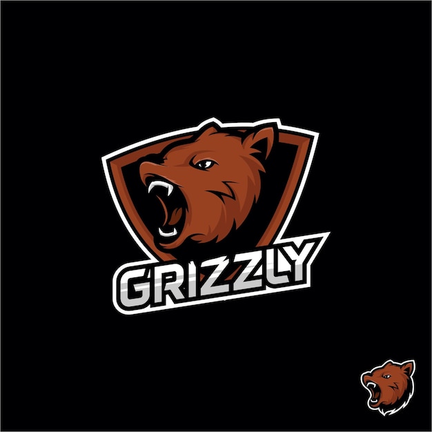 Grizzly Head Maskotki Logo Wektor Eps 10