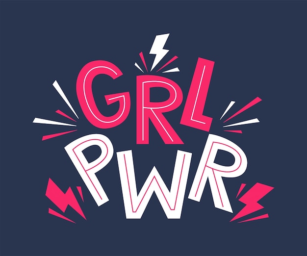 Plik wektorowy grl pwr cytat girl power ładny rysunek motywacji napis frazę