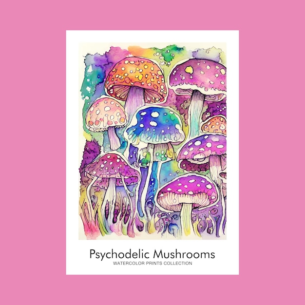 Plik wektorowy groovy colorful fantasy mushrooms printable art print (kolorowe grzyby fantazyjne do drukowania)