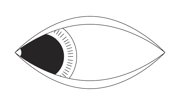 Plik wektorowy groovy oko patrzące na bok czarny i biały 2d linia rysunkowy obiekt creepy dziwaczne ludzkie oko obserwowanie ciekawy izolowany wektor kontur element obserwowanie spojrzenia przerażające monochromatyczne ilustracja płaskiej plamy