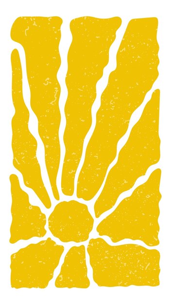 Groovy retro żółty sunburst starburst z promieniem światła poziome tło z żółtym słońcem w
