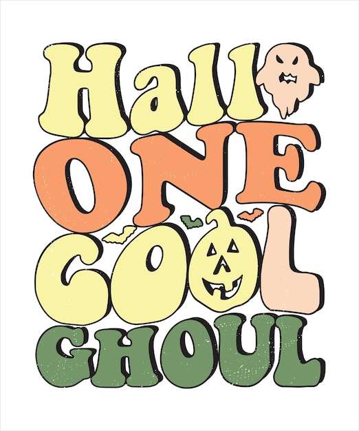 Groovy Styl Halloween Typografii T-shirt Design, Vintage Typografia T-shirt Design, Groovy Y-shirt