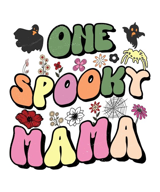 Groovy styl Halloween typografii t-shirt Design, vintage typografia t-shirt Design, groovy y-shirt