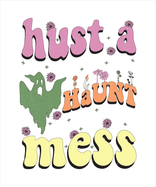 Groovy styl Halloween typografii t-shirt Design, vintage typografia t-shirt Design, groovy y-shirt