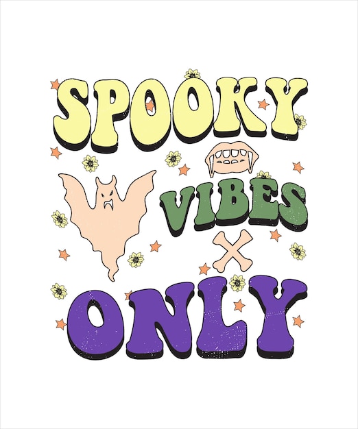Groovy styl Halloween typografii t-shirt Design, vintage typografia t-shirt Design, groovy y-shirt