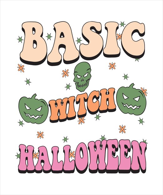 Groovy styl Halloween typografii t-shirt Design, vintage typografia t-shirt Design, groovy y-shirt