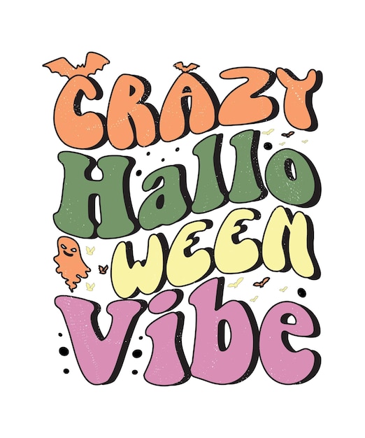 Groovy styl Halloween typografii t-shirt Design, vintage typografia t-shirt Design, groovy y-shirt