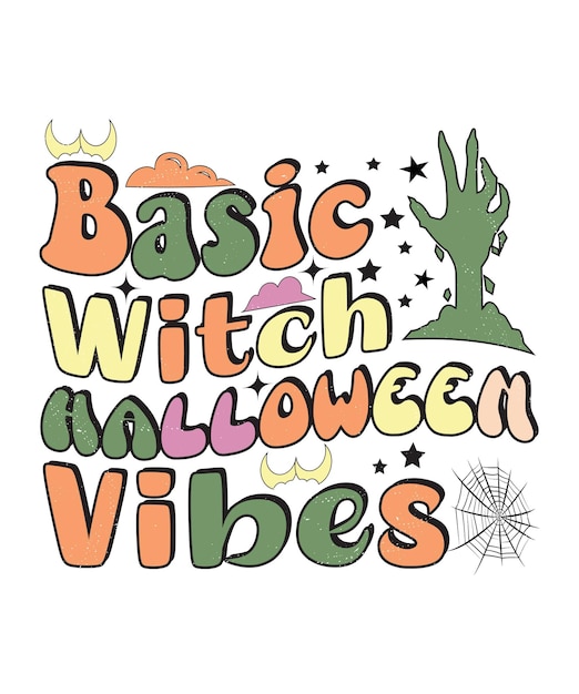 Groovy styl Halloween typografii t-shirt Design, vintage typografia t-shirt Design, groovy y-shirt
