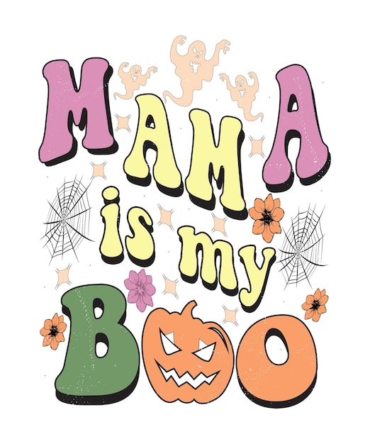 Groovy styl Halloween typografii t-shirt Design, vintage typografia t-shirt Design, groovy y-shirt