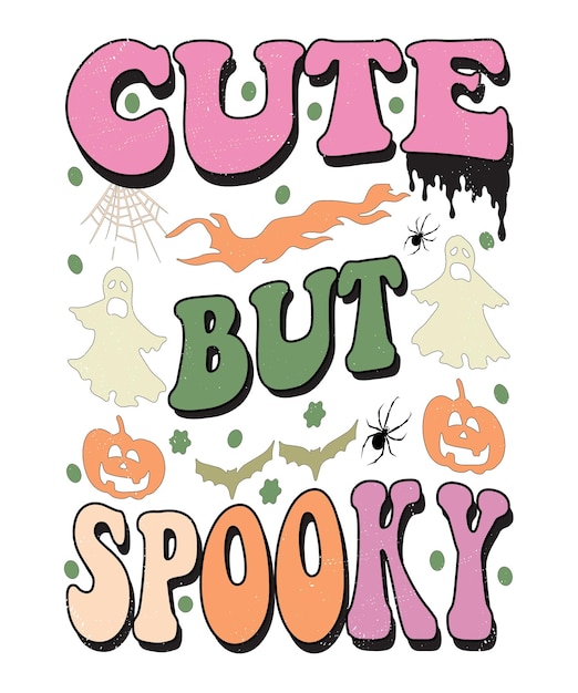 Groovy Styl Halloween Typografii T-shirt Design, Vintage Typografia T-shirt Design, Groovy Y-shirt