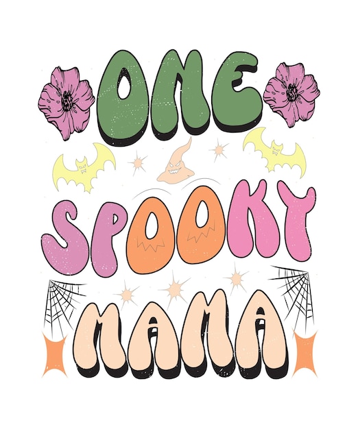 Groovy Styl Halloween Typografii T-shirt Design, Vintage Typografia T-shirt Design, Groovy Y-shirt