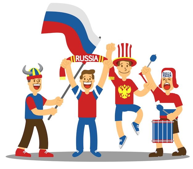Group Of Russia Soccer Supporter